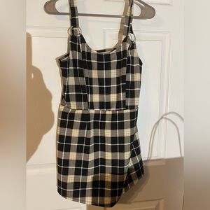 Plaid Romper • Black/Cream/ White • Large